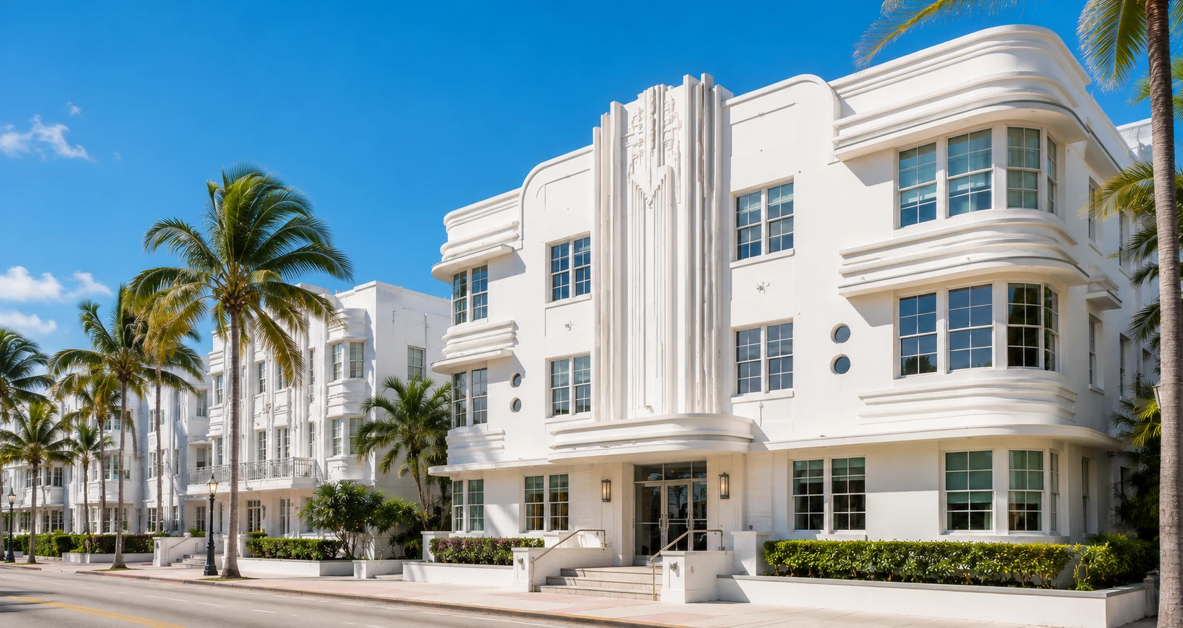 Art Deco apartment building in Miami Beach, Florida.